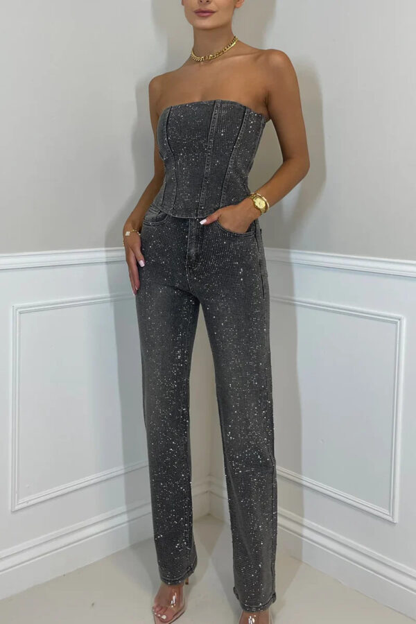Shiny Vest Diamond Trousers Suit - Image 10