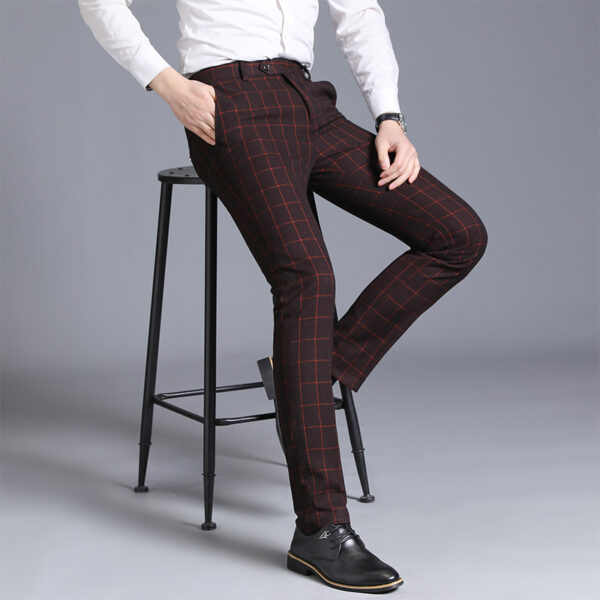 Men's Plaid Slim Fit Feet Suit Pants - Image 2