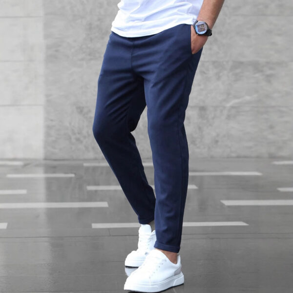 Men's Casual Pants With Pockets Fashion Slim Fit Drawstring Trousers - Image 3