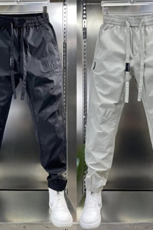 Cargo Pants Letter Steel Seal Ankle Banded Slacks