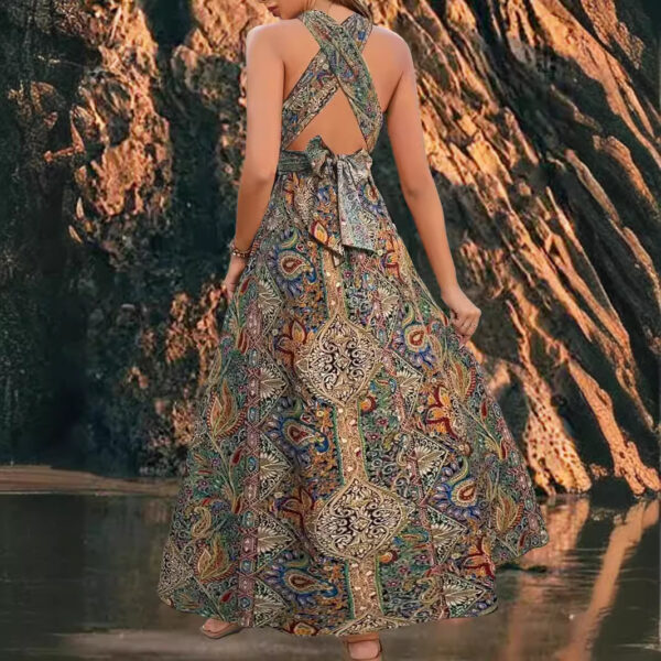 Women's Graceful And Fashionable High Waist Bohemian Backless Dress - Image 4