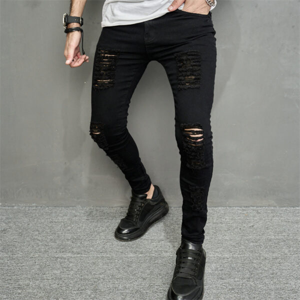 Men's Leisure Ripped Denim Feet Personality Trendy Jeans - Image 6