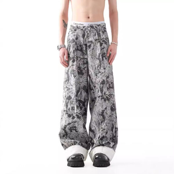 New National Fashion Heavy Industry Jacquard Design New Chinese Style Rag-eared Casual Pants Men - Image 5