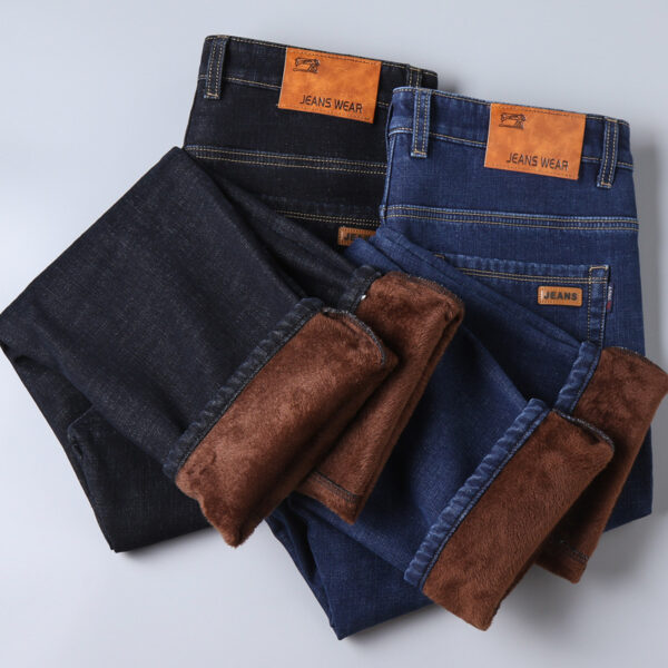 Thickened Plush Jeans Keep Men Warm In Winter - Image 5