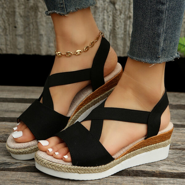 Wedge Sandals For Women Cross-strap Platform Gladiator Hemp Heel Shoes Summer - Image 8
