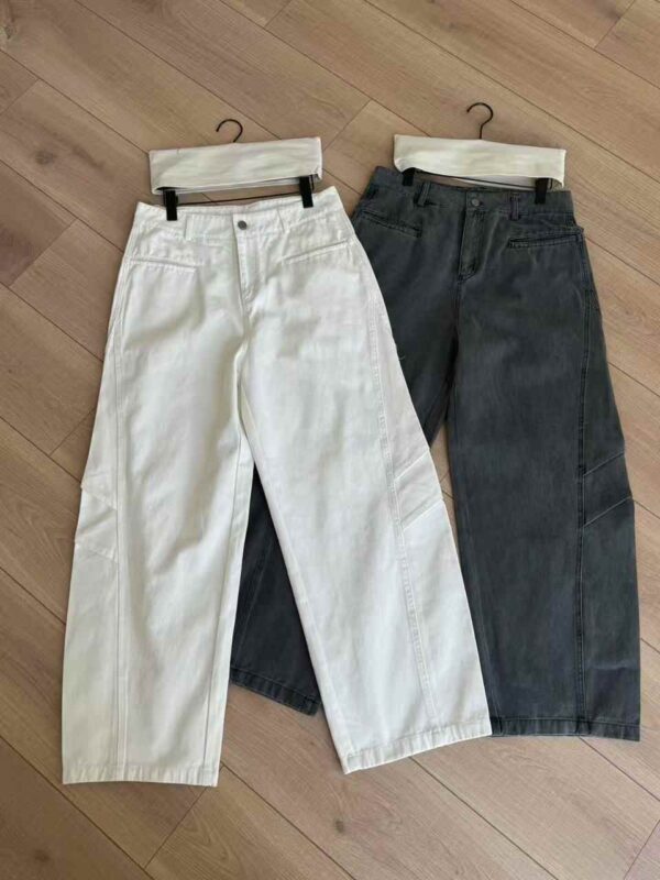 Three-dimensional Cut Pleated Washed All-match Matchet Pants White Unifrom Casual Jeans - Image 5
