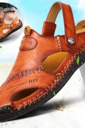 Men's Closed Toe Sandals Summer Adjustable Slides Slippers Fashion Beach Shoes