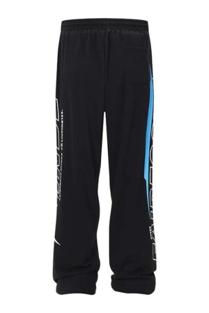 Retro Biker's Racing Style Letter Printed Sweatpants Men And Women