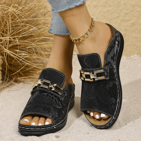 Plus Size Wedge Platform Slippers Cool Beach Leopard Slippers - Image 4
