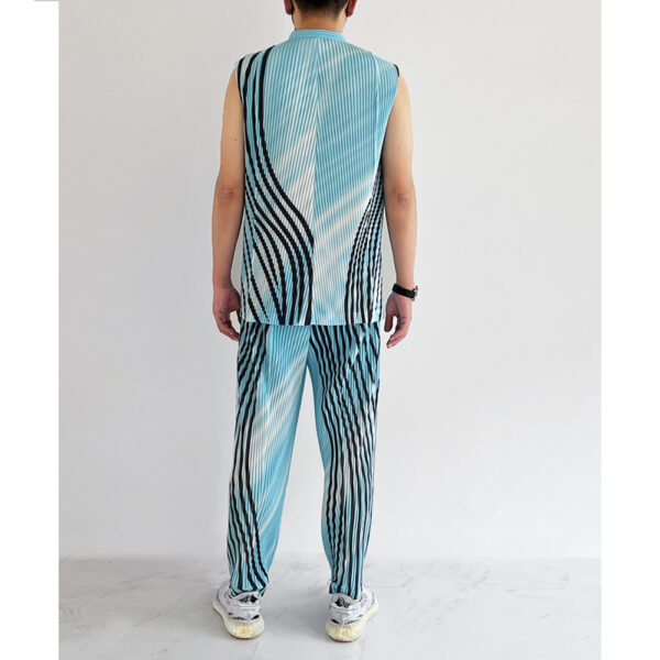 Men's Striped Printed Pleated Casual Pants - Image 5