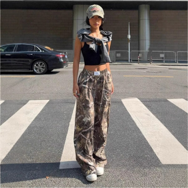 Slimming Casual Pants Hip Hop Retro Street Multi-pocket Camouflage Cargo Pants For Women Y2k Hip-hop Cargo Grunge Baggy Trousers - Image 4