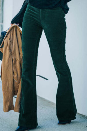 Women's Solid Color High Waist Slim Fit Micro Flared Pants