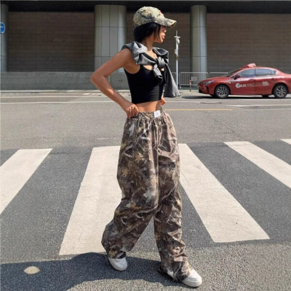 Slimming Casual Pants Hip Hop Retro Street Multi-pocket Camouflage Cargo Pants For Women Y2k Hip-hop Cargo Grunge Baggy Trousers - Image 3
