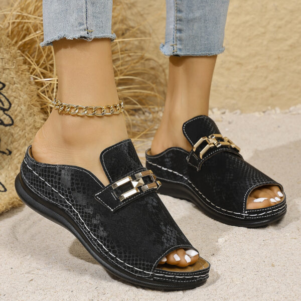 Plus Size Wedge Platform Slippers Cool Beach Leopard Slippers - Image 3