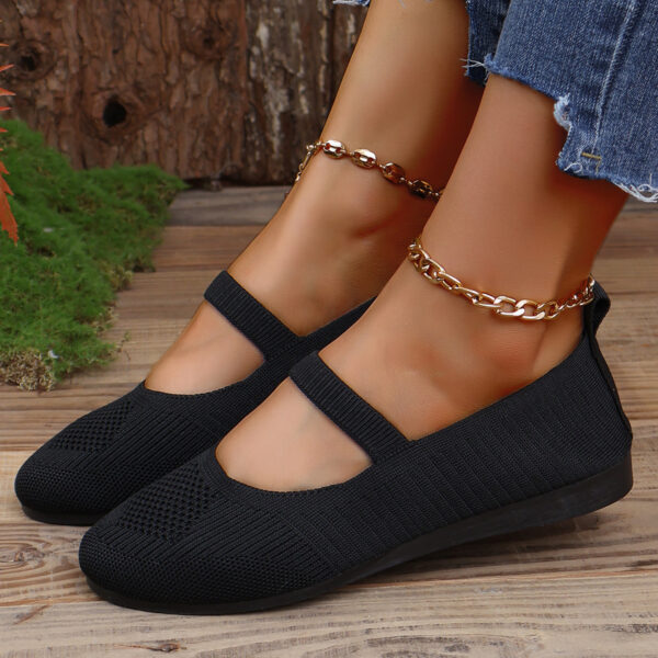 Round Head Comfortable Flat Casual Shallow Mouth Flying Woven Pumps - Image 6