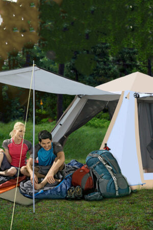 Fully Automatic Outdoor Quick-open Camping Camping Beach Sunscreen Thickening Rainstorm Double-layer Aluminum Pole Tent