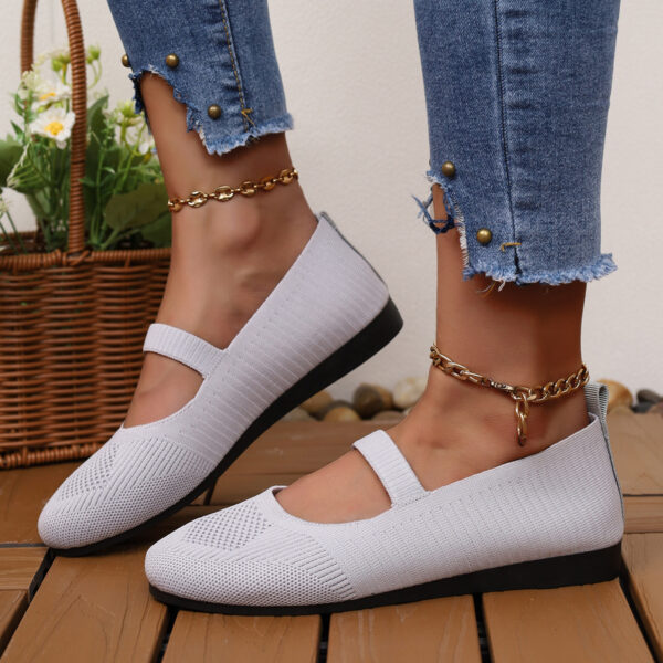 Round Head Comfortable Flat Casual Shallow Mouth Flying Woven Pumps - Image 3
