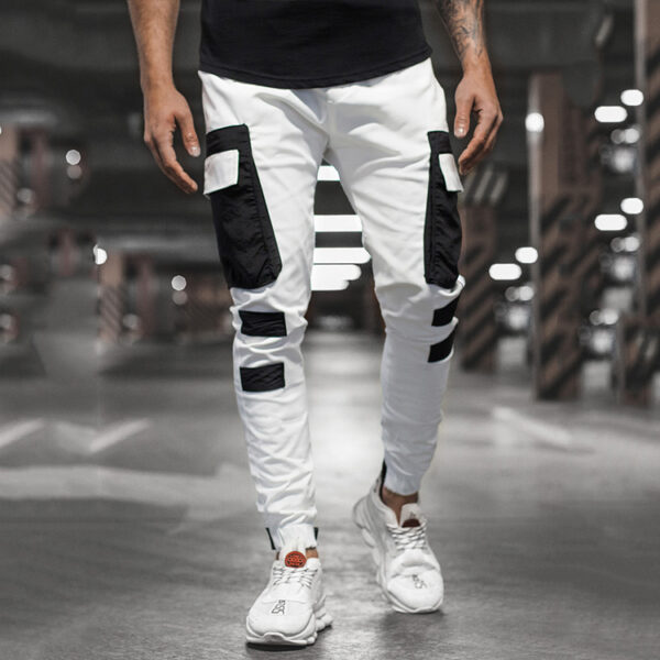 Men's Casual Sports Woven Pocket Panel Tie-Up Casual Pants - Image 4