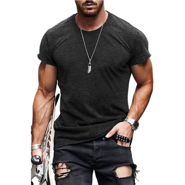 Men's Casual Short Sleeve T-shirt Summer Fashion Solid Color Tops - Image 6