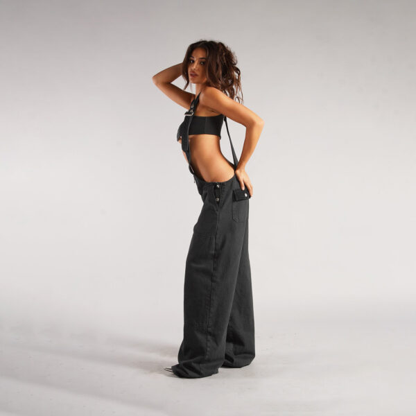 Y2K Zipper Denim Overalls With Pockets Fashion Loose Suspender Jumpsuit Streetwear Jeans Pants Womens Clothing - Image 9