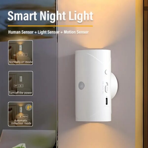 RGB Gradient LED Night Light With Motion Sensor Wall Lamp Rechargeable Ambient Light Dimmable Indoor Lights Magnetic Step Lamp - Image 7