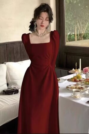 Red Longsleeve Dress Women's Formal GownRed SkirtMaxi
