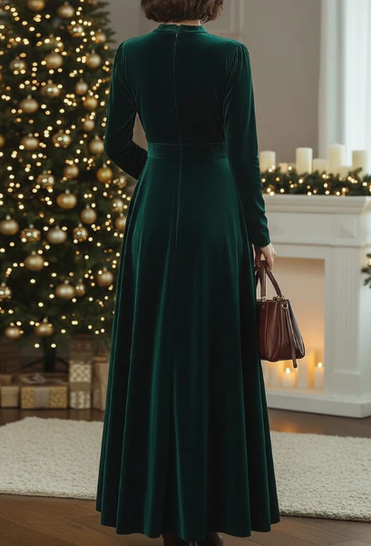 Solid Velvet Long Sleeve Maxi Dress 4 Solid Velvet Long Sleeve Maxi Dress - Image 4