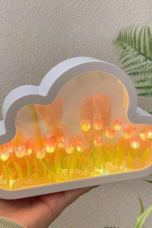 Handmade DIY Cloud Tulip Mirror Small Night Light