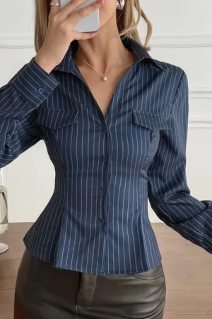Down Long-Sleeve Shirt Top For Women