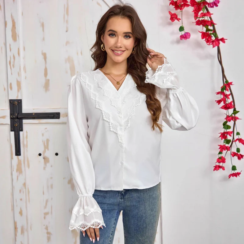 French-style Shirt With Stylish Flared Sleeves 1 French-style Shirt With Stylish Flared Sleeves