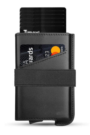 Leather Men's Wallet Compact Mini Card Holder Aluminum Alloy Card Holder Wallet