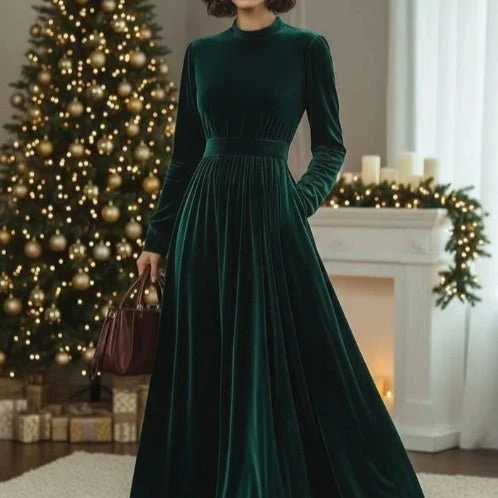 Solid Velvet Long Sleeve Maxi Dress 2 Solid Velvet Long Sleeve Maxi Dress - Image 2