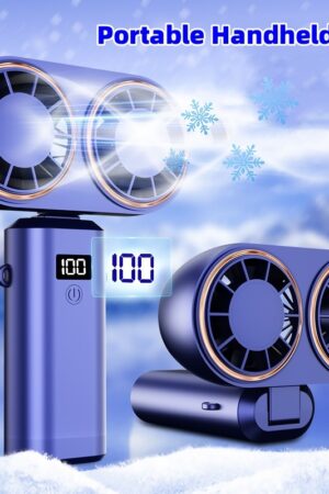 USB Handheld Mini Fan Foldable Portable Neck Hanging Fans 5 Speed USB Rechargeable Fan With Display Screen