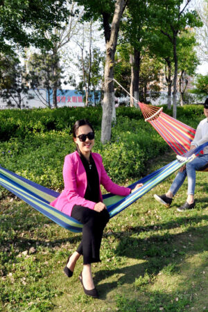 Canvas Swing Camping Single Double Portable Striped Buckle Hammock